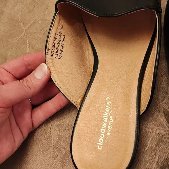 Cloudwalkers by Avenue Autumn Black Mules, Size 11W, Like New!