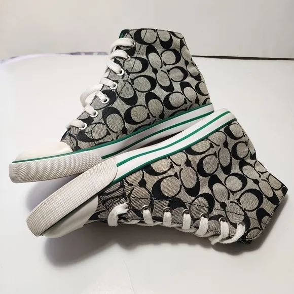 COACH BIRCH Sneakers Shoes High Top Womens Size 10B Leatherware  gray black