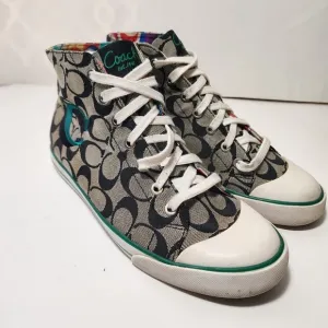 COACH BIRCH Sneakers Shoes High Top Womens Size 10B Leatherware  gray black