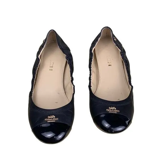 Coach Camilla Black Leather Cap Toe  Ballet Flats - Size  6B