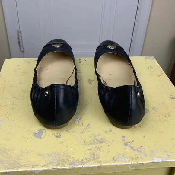 Coach Camilla Black Leather Cap Toe  Ballet Flats - Size  6B