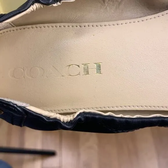Coach Camilla Black Leather Cap Toe  Ballet Flats - Size  6B