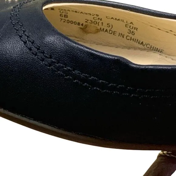 Coach Camilla Black Leather Cap Toe  Ballet Flats - Size  6B