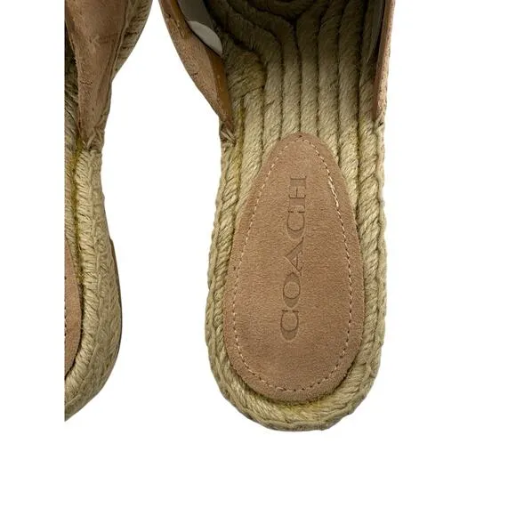 COACH Claudia Espadrille 8.5 Slide Sandals A01972 Beechwood Beige Nude Suede NEW