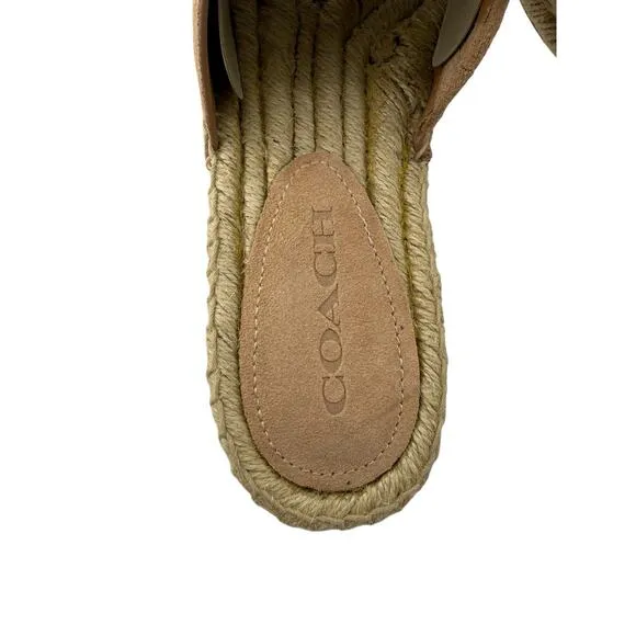 COACH Claudia Espadrille 8.5 Slide Sandals A01972 Beechwood Beige Nude Suede NEW