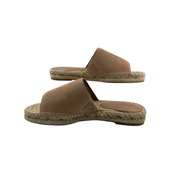 COACH Claudia Espadrille 8.5 Slide Sandals A01972 Beechwood Beige Nude Suede NEW