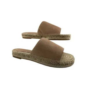 COACH Claudia Espadrille 8.5 Slide Sandals A01972 Beechwood Beige Nude Suede NEW