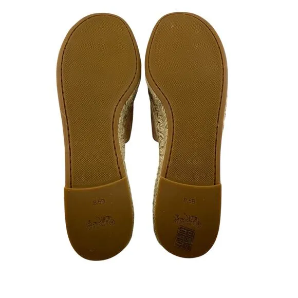 COACH Claudia Espadrille 8.5 Slide Sandals A01972 Beechwood Beige Nude Suede NEW