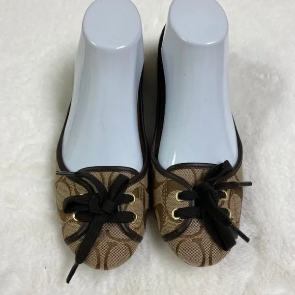 COACH‎ Josie Signature Ballet Flat Shoes | Brown, size 6.5