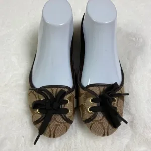 COACH‎ Josie Signature Ballet Flat Shoes | Brown, size 6.5