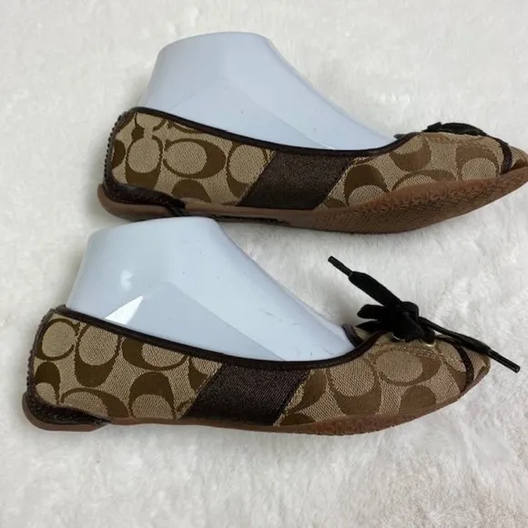 COACH‎ Josie Signature Ballet Flat Shoes | Brown, size 6.5