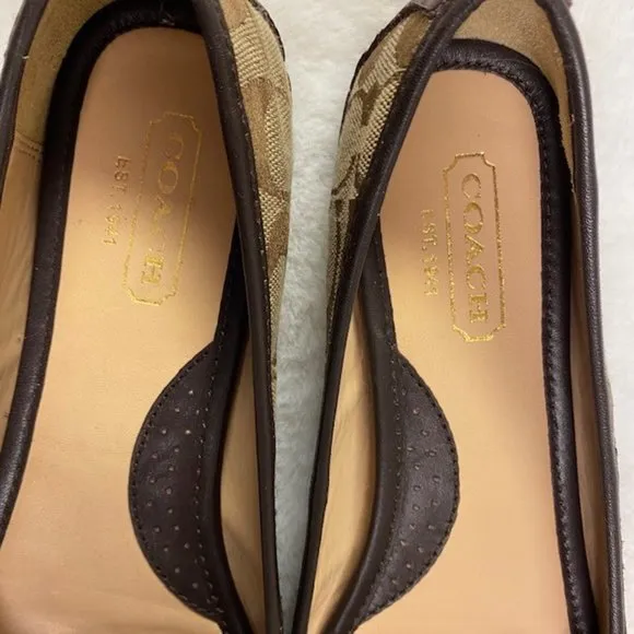 COACH‎ Josie Signature Ballet Flat Shoes | Brown, size 6.5