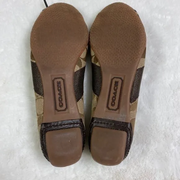 COACH‎ Josie Signature Ballet Flat Shoes | Brown, size 6.5