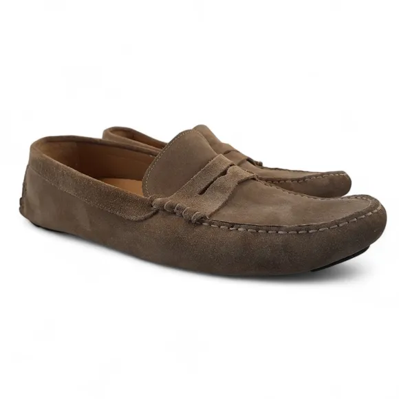 COBBLER UNION Driving Loafer Italian Suede Vibram Moccasin Drivers Sand Tan 10.5