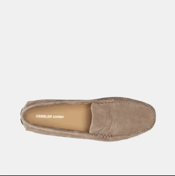 COBBLER UNION Driving Loafer Italian Suede Vibram Moccasin Drivers Sand Tan 10.5