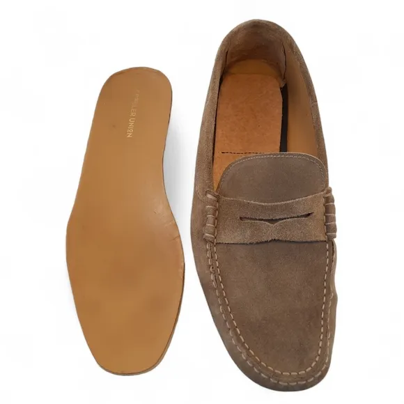 COBBLER UNION Driving Loafer Italian Suede Vibram Moccasin Drivers Sand Tan 10.5