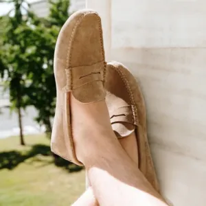 COBBLER UNION Driving Loafer Italian Suede Vibram Moccasin Drivers Sand Tan 10.5