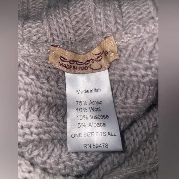 COCOGIO Poncho Sweater Wool AlpacaBlend Grey Made In Italy One Size (M-L)