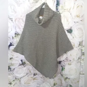 COCOGIO Poncho Sweater Wool AlpacaBlend Grey Made In Italy One Size (M-L)