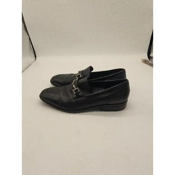 Cole Haan Black Leather Loafer Driving Shoes w/Silver Buckle Men's size 9M