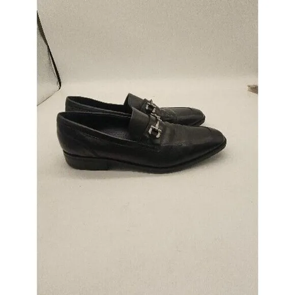 Cole Haan Black Leather Loafer Driving Shoes w/Silver Buckle Men's size 9M
