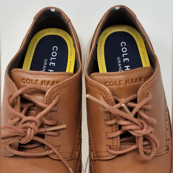 Cole Haan Grand Shoes Men Size 10 Wingtip Oxford British Tan C36939 Pre-owned