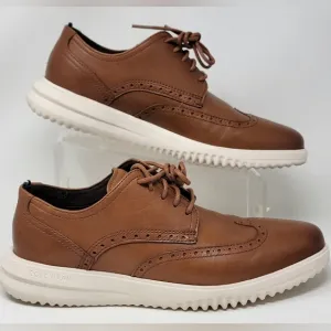 Cole Haan Grand Shoes Men Size 10 Wingtip Oxford British Tan C36939 Pre-owned