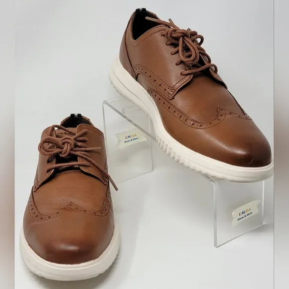Cole Haan Grand Shoes Men Size 10 Wingtip Oxford British Tan C36939 Pre-owned