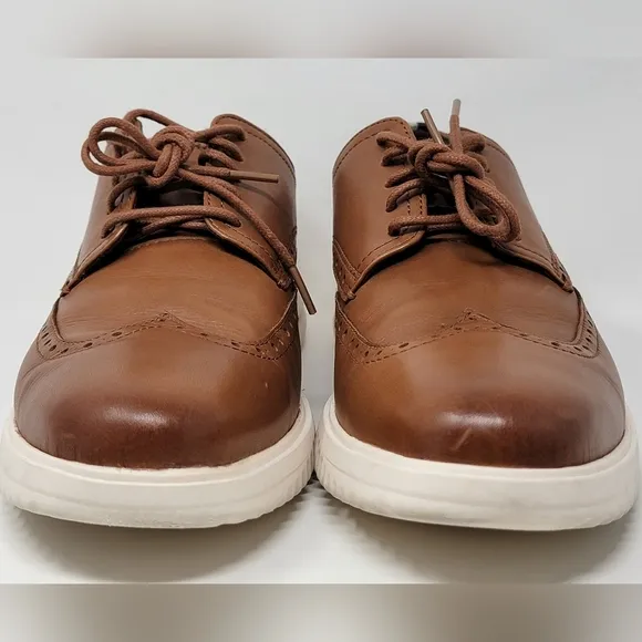 Cole Haan Grand Shoes Men Size 10 Wingtip Oxford British Tan C36939 Pre-owned