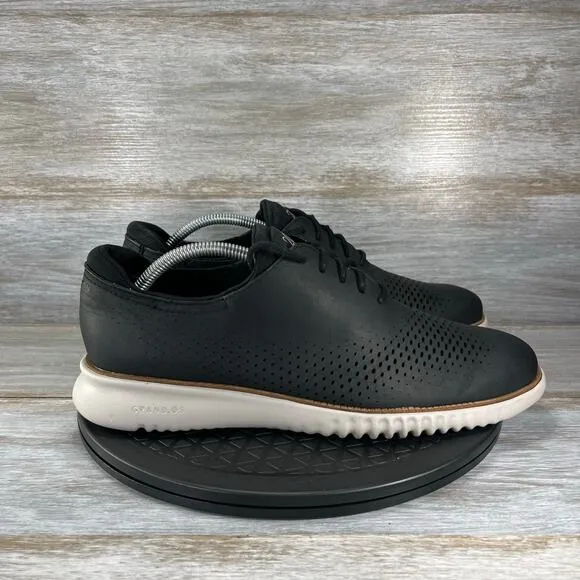 Cole Haan Men's 2.ZERØGRAND Laser Black Leather Wingtip Oxfords Size 10 M