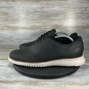 Cole Haan Men's 2.ZERØGRAND Laser Black Leather Wingtip Oxfords Size 10 M