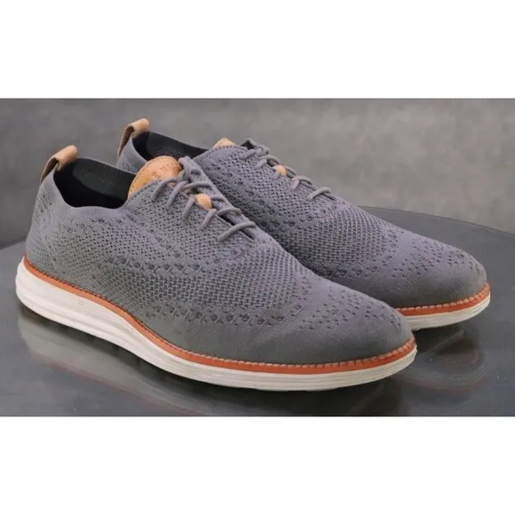 Cole Haan Original Grand $160 Men's Knit Lite Wingtip Casual Shoes Size 9.5 Gray