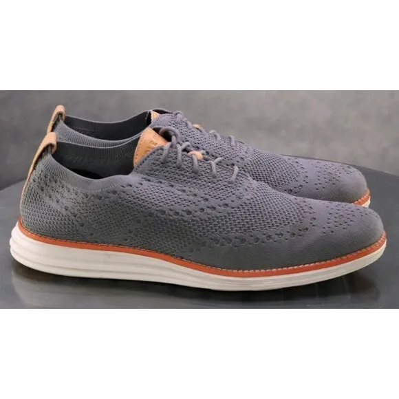 Cole Haan Original Grand $160 Men's Knit Lite Wingtip Casual Shoes Size 9.5 Gray
