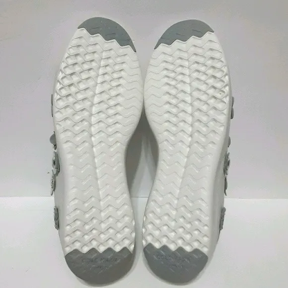 Cole Haan Women's White Leather Grandpro Floral Applique Tennis Sneakers US 9