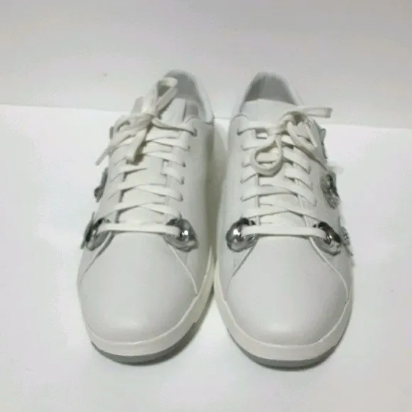 Cole Haan Women's White Leather Grandpro Floral Applique Tennis Sneakers US 9