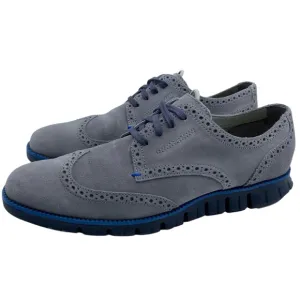 Cole Haan Zerogrand Mens Oxford Shoes Sz 10.5 Blue Gray Suede Wingtip Brogue