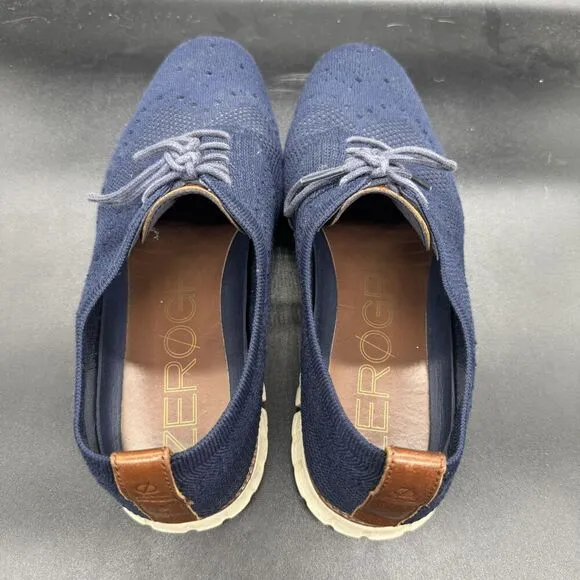 Cole Haan Zerogrand Mens Sz 11M Blue Stitchlite Wingtip Oxford Knit Shoe C24947