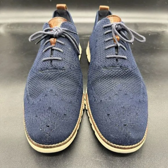 Cole Haan Zerogrand Mens Sz 11M Blue Stitchlite Wingtip Oxford Knit Shoe C24947