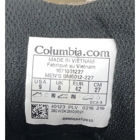 Columbia North Plains Drifter Hiking Shoes Mens 9 Waterproof Techlite Omnigrip