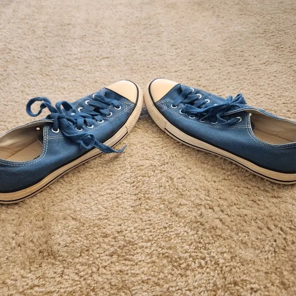 Converse All Star Blue Low Top Lace Up Sneaker Shoes Mens 10.5 Women's 12.5