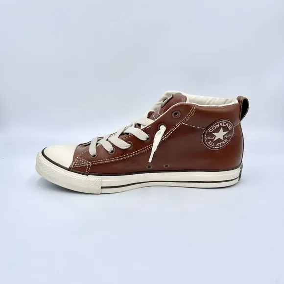 Converse All Star Chuck Taylor Street Mid Brown Leather Sneaker 136420C Men’s 10