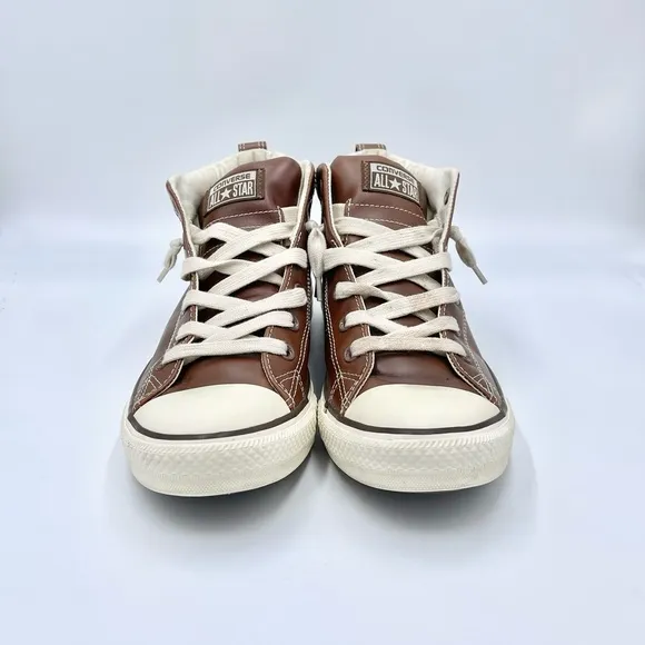 Converse All Star Chuck Taylor Street Mid Brown Leather Sneaker 136420C Men’s 10
