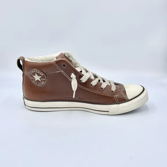 Converse All Star Chuck Taylor Street Mid Brown Leather Sneaker 136420C Men’s 10
