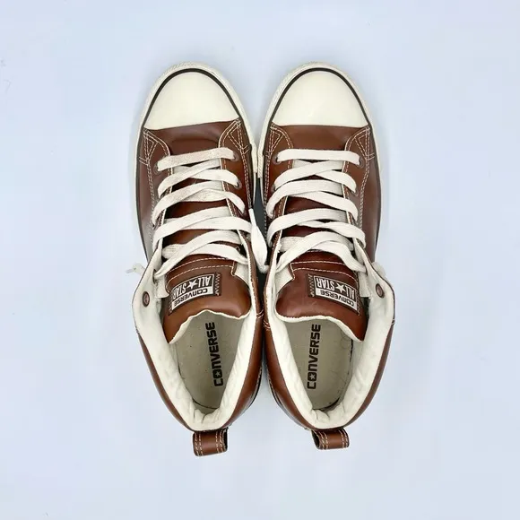 Converse All Star Chuck Taylor Street Mid Brown Leather Sneaker 136420C Men’s 10