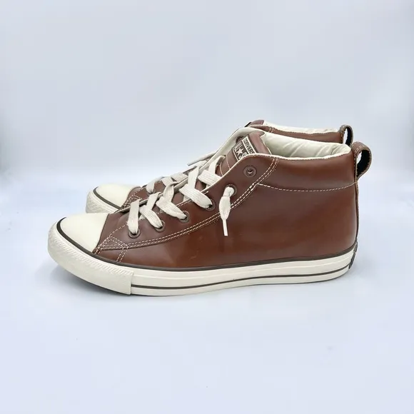 Converse All Star Chuck Taylor Street Mid Brown Leather Sneaker 136420C Men’s 10