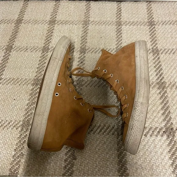Converse All Star High Top Leather Unisex Mens 11.5 Women's 13.5 Tan Brown