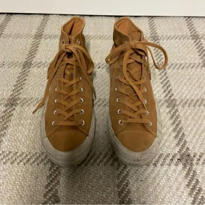 Converse All Star High Top Leather Unisex Mens 11.5 Women's 13.5 Tan Brown