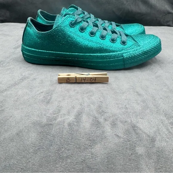 Converse All Star Low Brittany Blue Glitter CTAS Ox Lace Up Shoes Women's Size 7