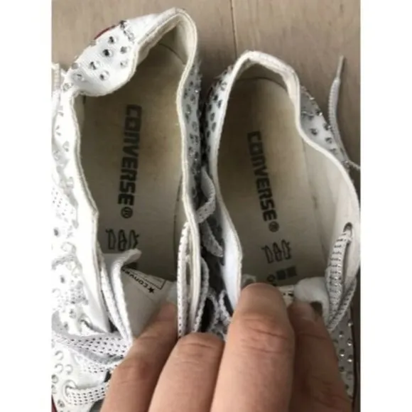Converse All Star sneakers unisex women 7.5  white Swarovski crystals Shoes