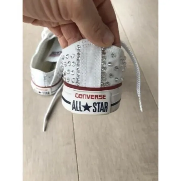 Converse All Star sneakers unisex women 7.5  white Swarovski crystals Shoes